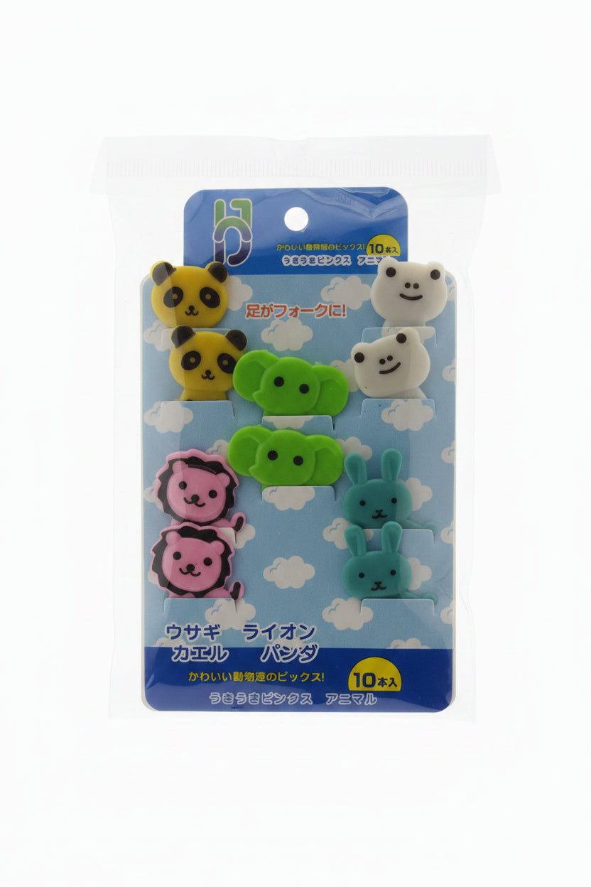 Set 10 pincho lonchera animales panda elefante sapito león