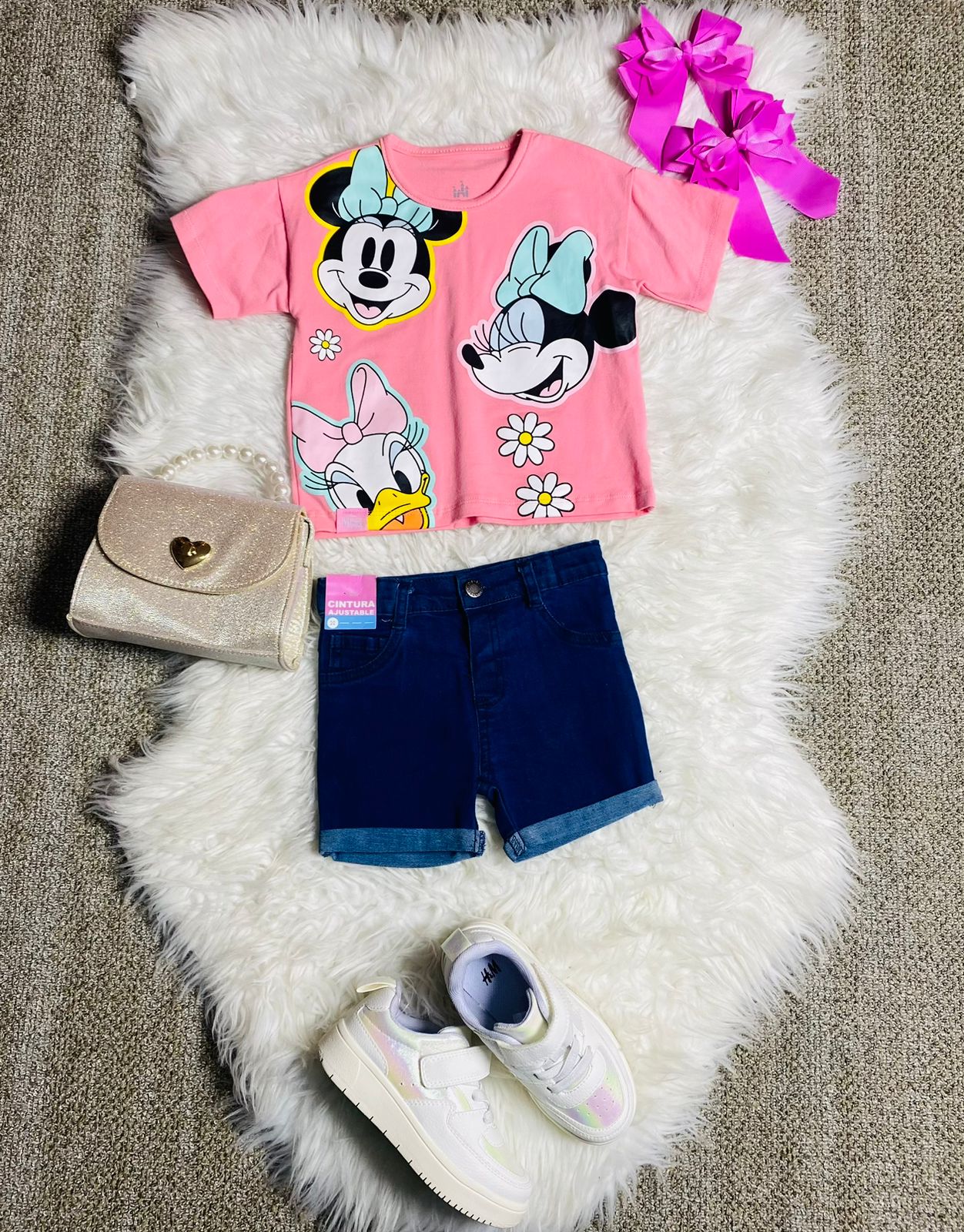 Set 2 piezas camisa rosada bebe niña minnie disney D9-MI-1254B
