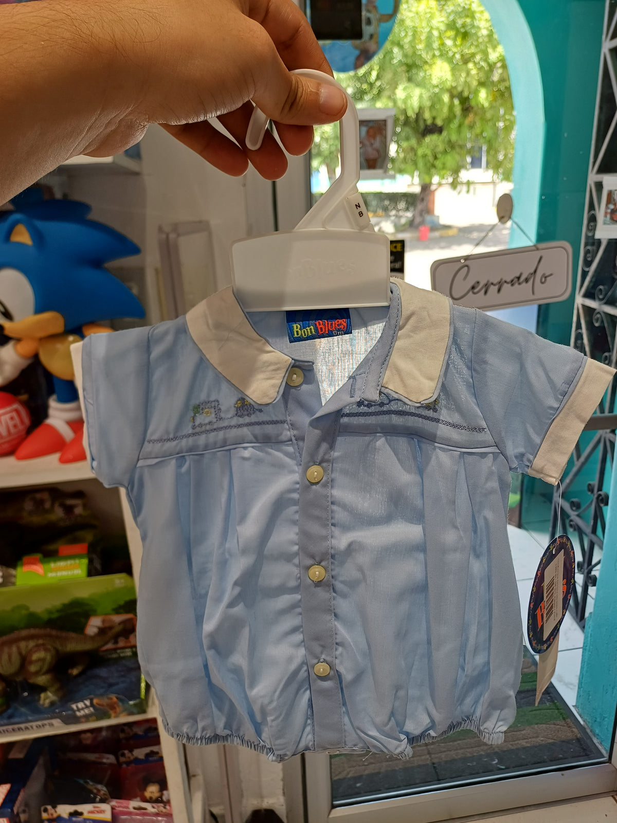 Mameluco azul claro bebe niño 51503 cuello peterpan