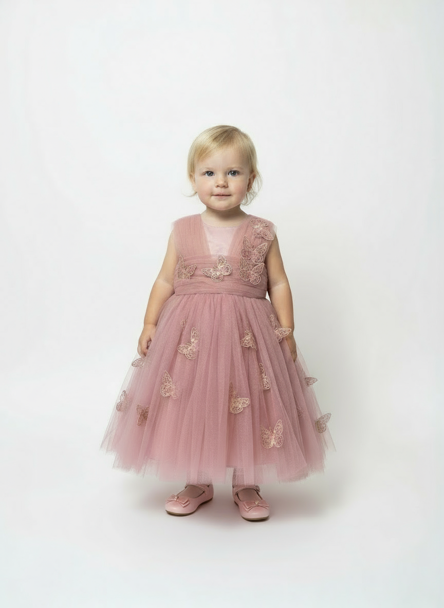 Vestido rosado mariposa bebe niña gala 426631903