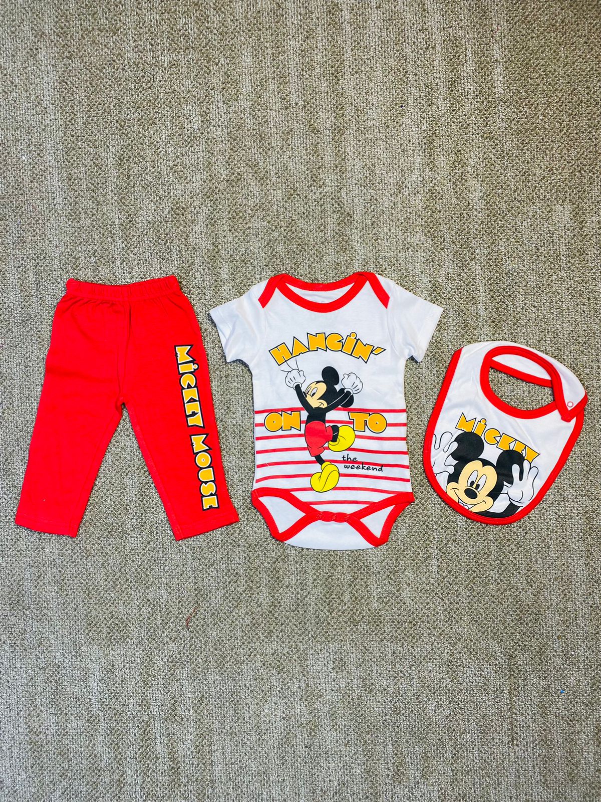 Set 3 piezas mameluco bebe niño mickey disney rojo D9-MK-1110B 545490