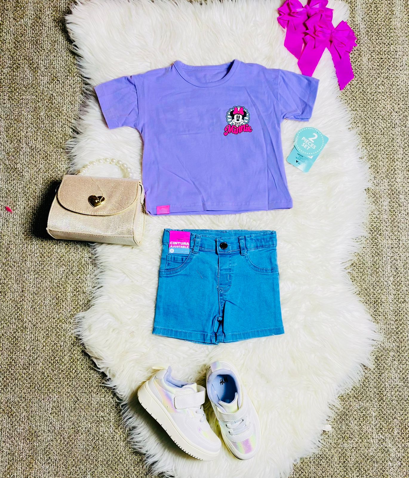 Set 2 piezas camisa morada bebe niña minnie disney d9mi1256b