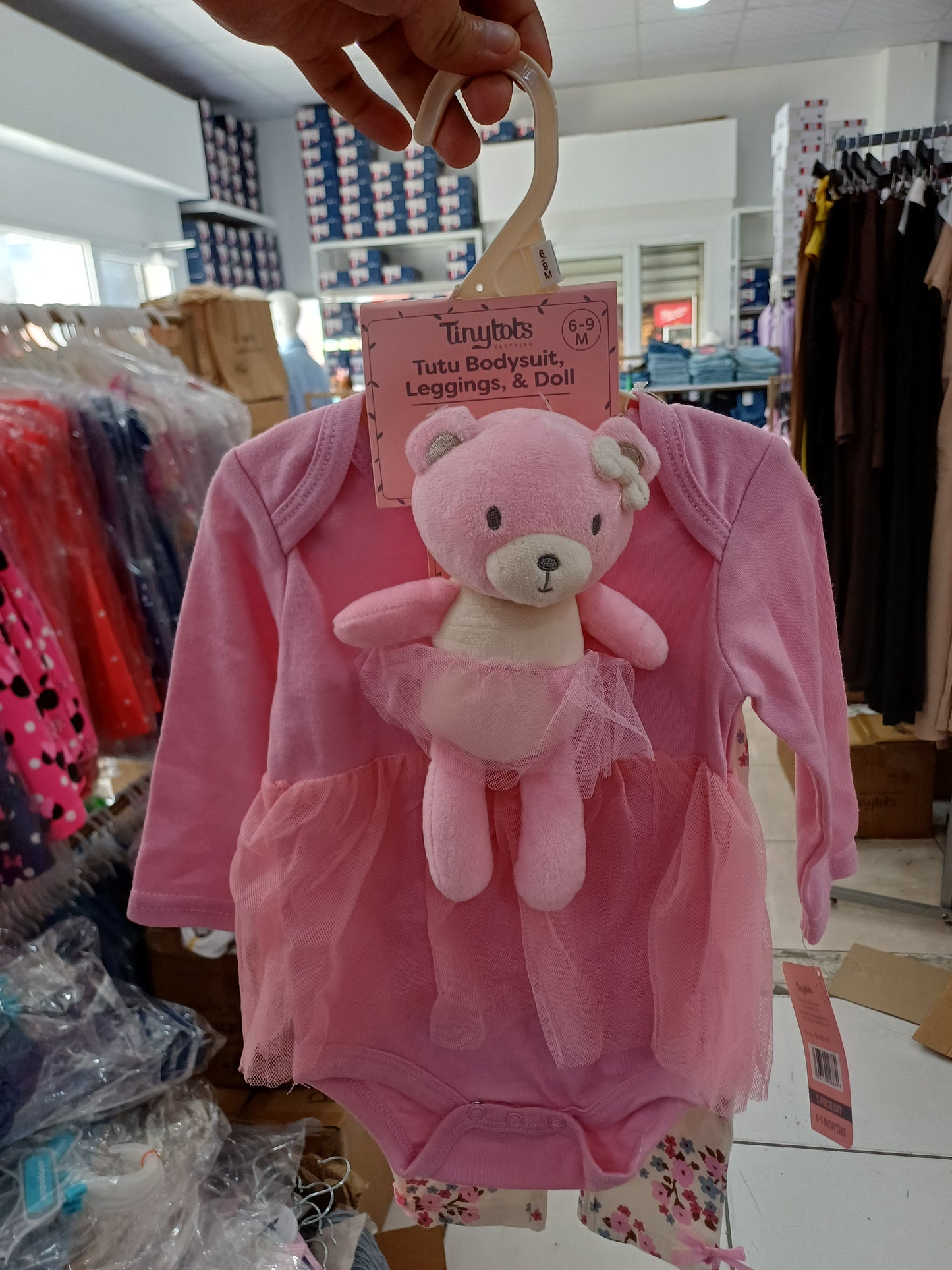 Set 3 piezas mameluco pantalon rosado peluche apego bebe niña Tinytots DA262-PK