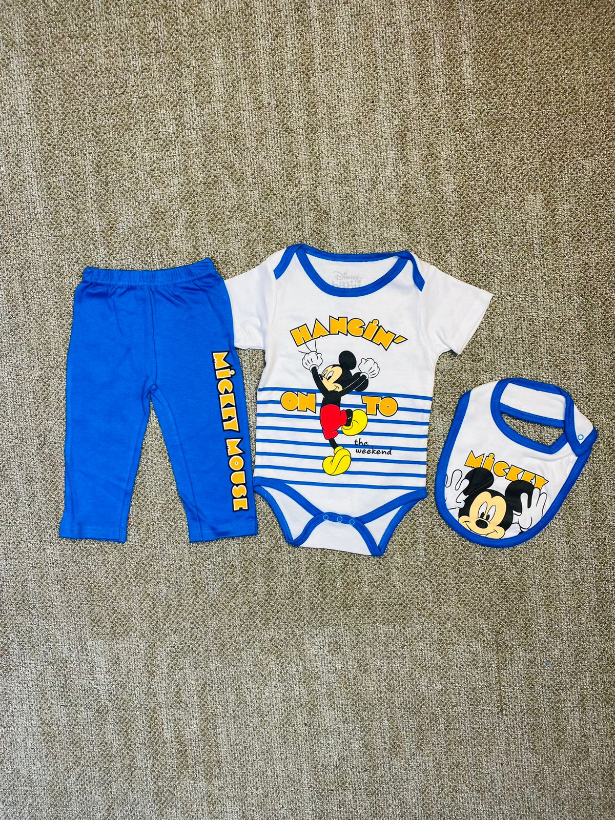 Set 3 piezas mameluco bebe niño mickey disney azul D9-MK-1110B 545490
