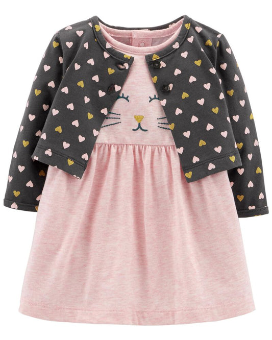 Vestido rosado sueter corazones Carters bebe niña promo 2x1000