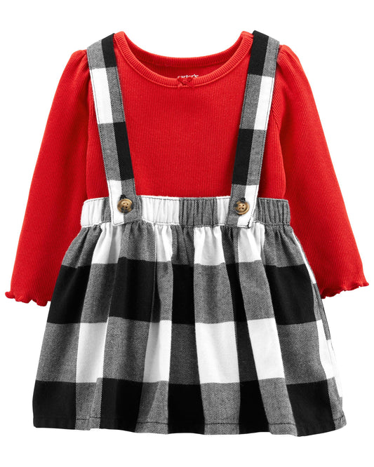 Vestido overall cuadros  con camisa roja bebe niña carters 94916336