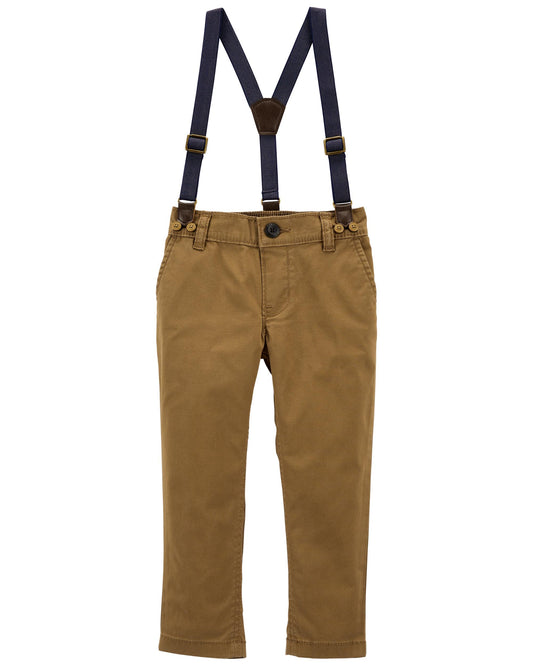 Pantalon beige formal con tirantes Oshkosh niño