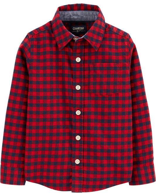 Camisa cuadros rojos y azul  Oshkosh niño formal manga larga 50706160