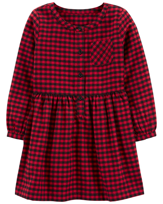 Vestido rojo cuadros pequeños con botones carters 03141104