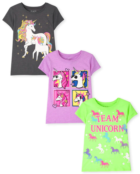 Set 3 camisas unicornio Childrens Place niña promo 4x1000