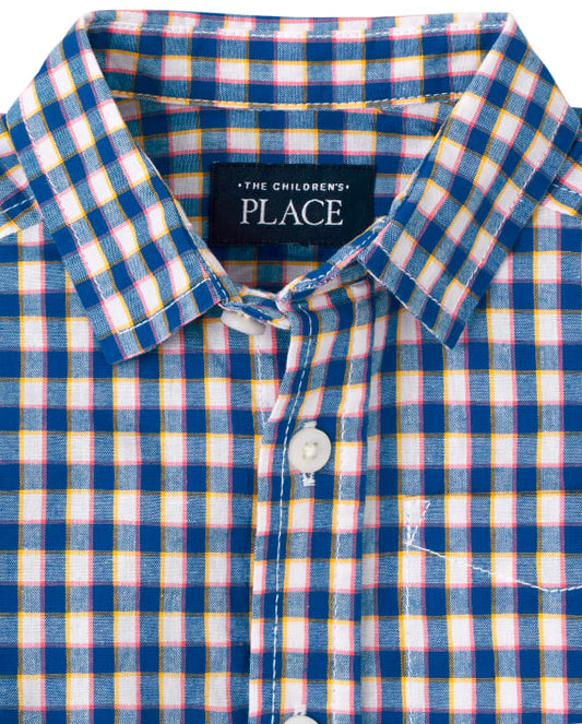 Camisa azul cuadros formal Childrens Place niño