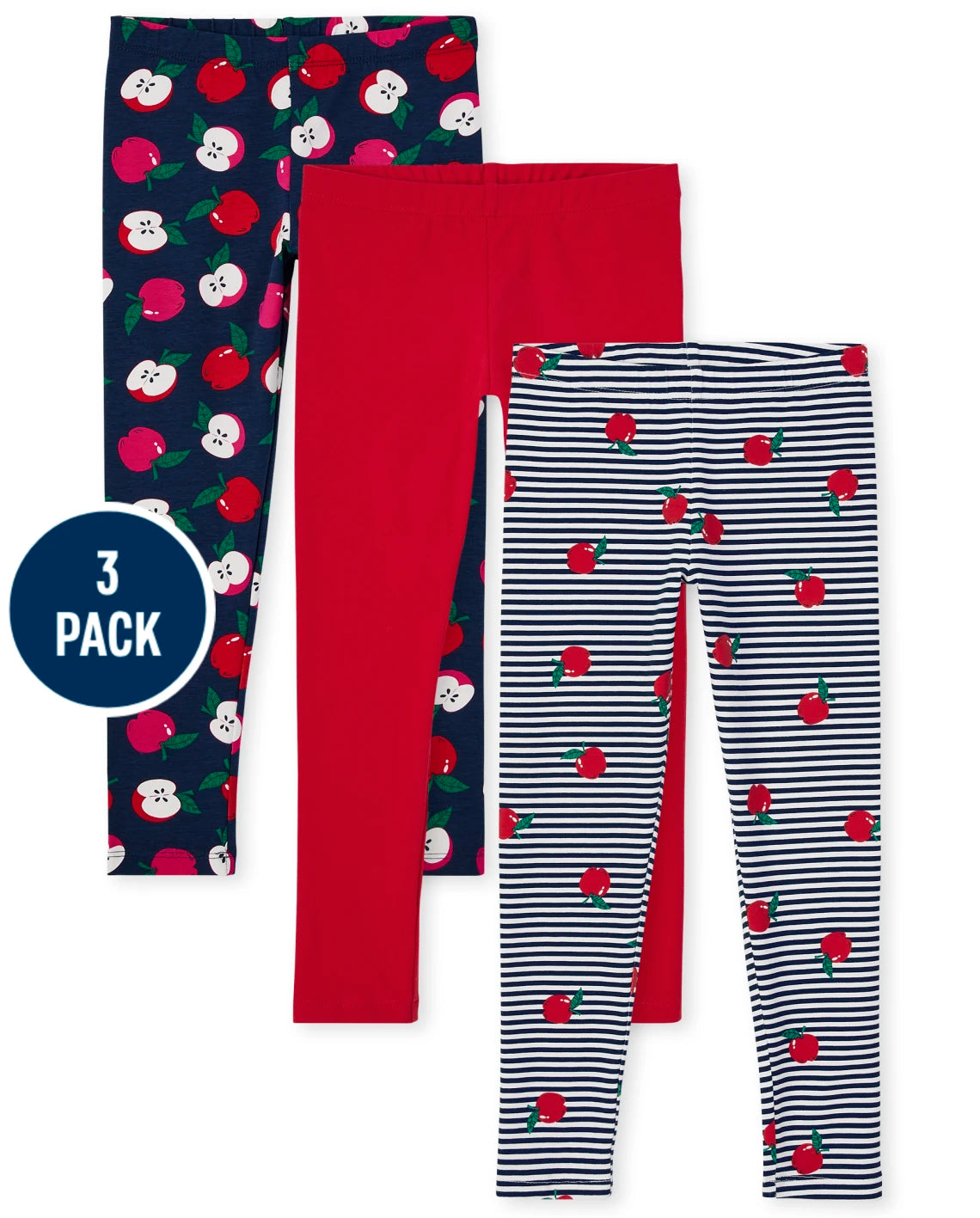 Set 3 leggings Childrens place manzanas roja rayas promo 4x1000