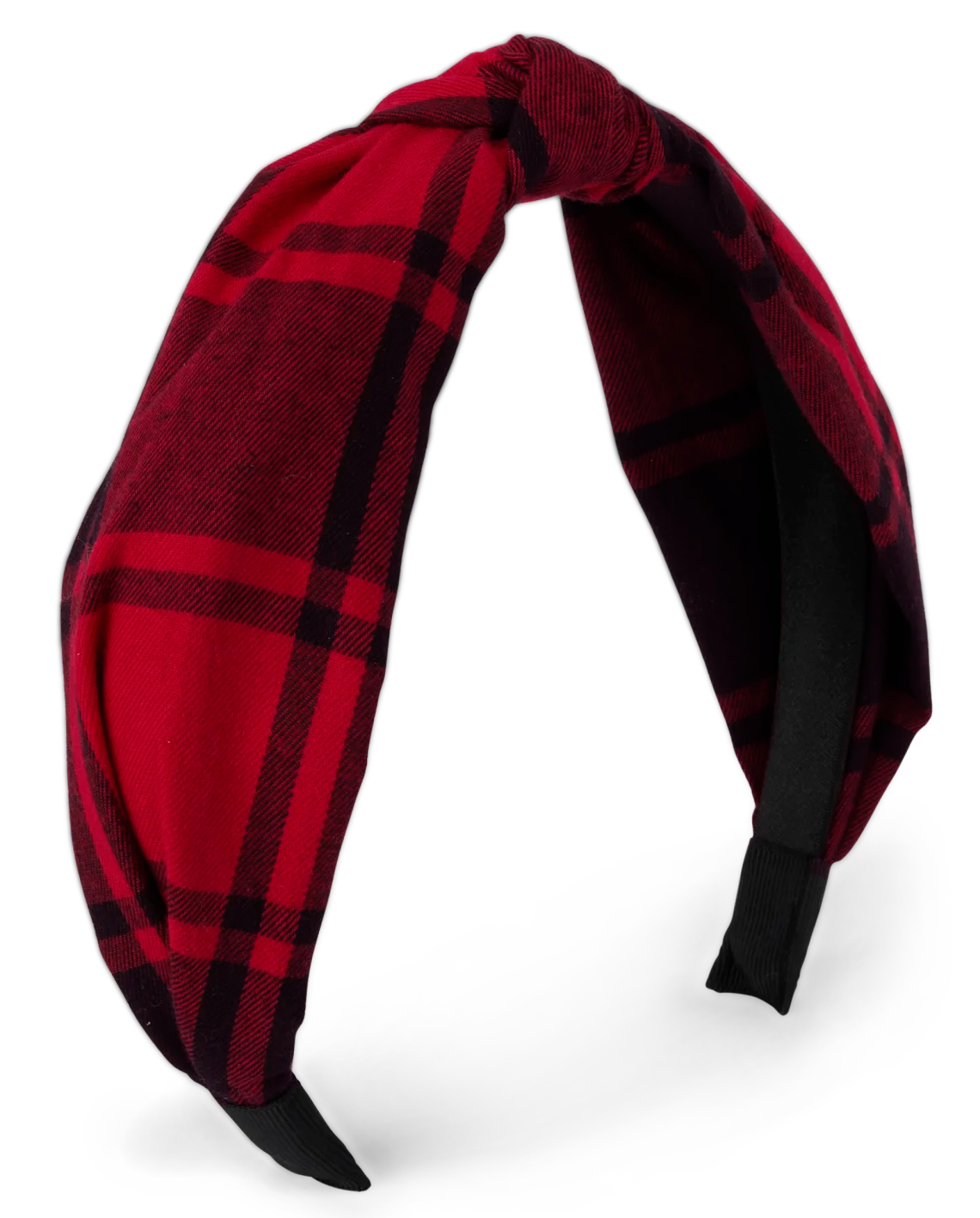 Diadema niña cuadros chongo rojo