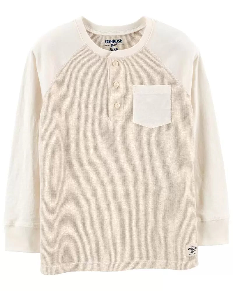 Camisa blanca niño Oshkosh manga larga beige cafe