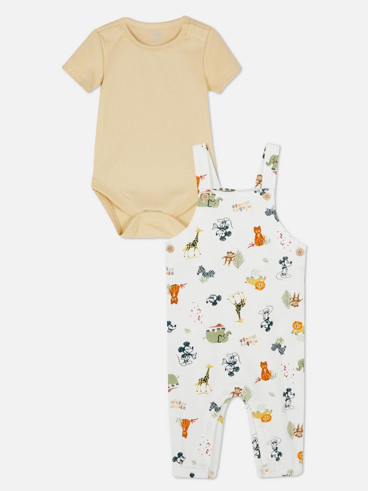 Set 2 piezas safari overall H&M mickey disney bebe niño
