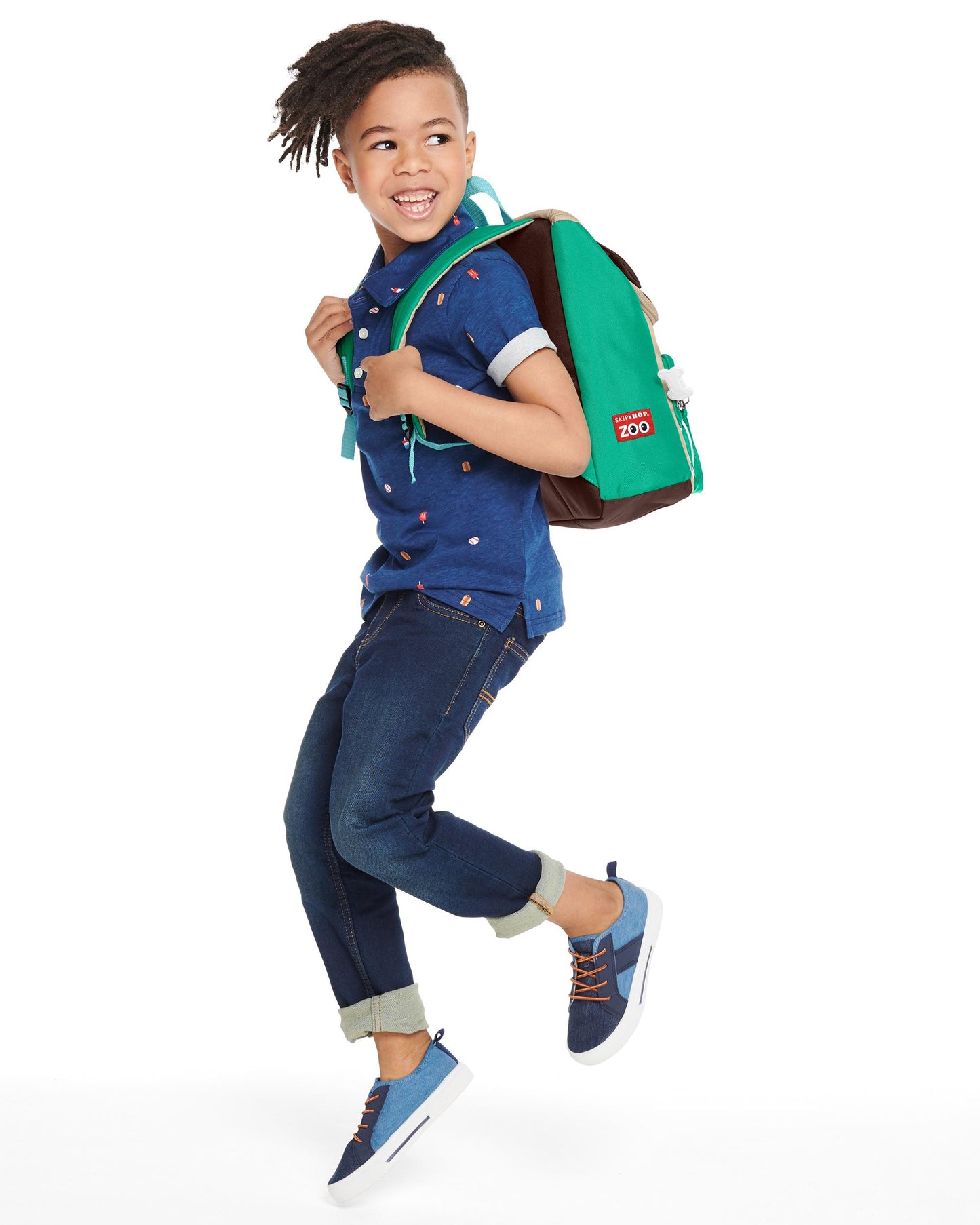 Mochila Skip hop perrito verde café grande bye carters