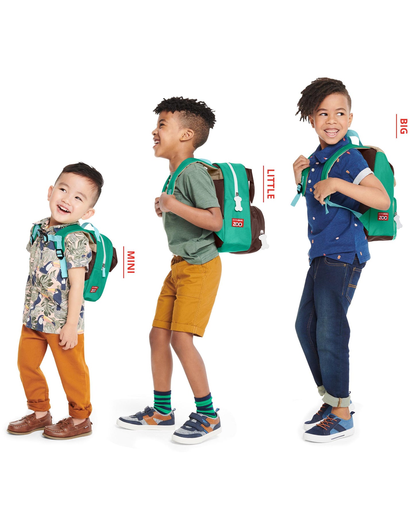 Mochila Skip hop perrito verde café grande bye carters