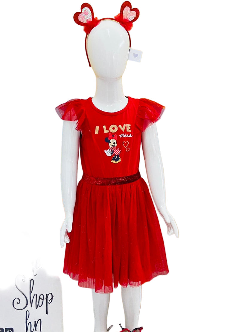 Vestido rojo I Love Minnie Disney