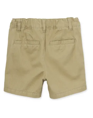 Short beige childrens place niño sin zíper con elástico y botón ajustador 12M-5T cafe