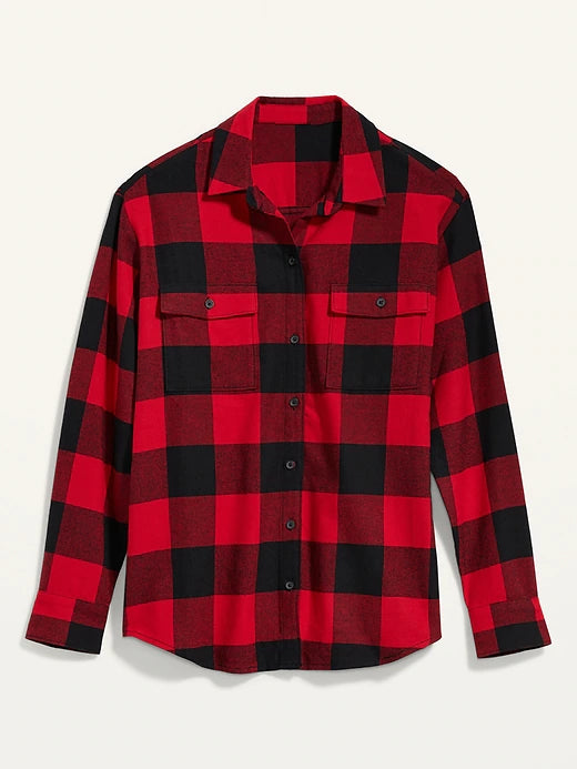 Camisa cuadros roja Old Navy Mujer doble bolsa con botón 71343856