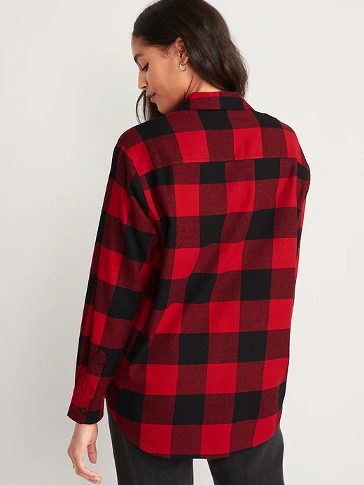 Camisa cuadros roja Old Navy Mujer doble bolsa con botón 71343856