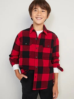 Camisa roja cuadros roja Old Navy niño dos bolsas con botón 60238576