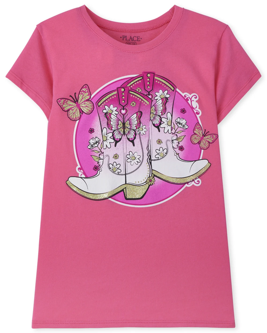 Camisa rosada botas, mariposas Children's Place niña 4-14 niña promo 4x1000