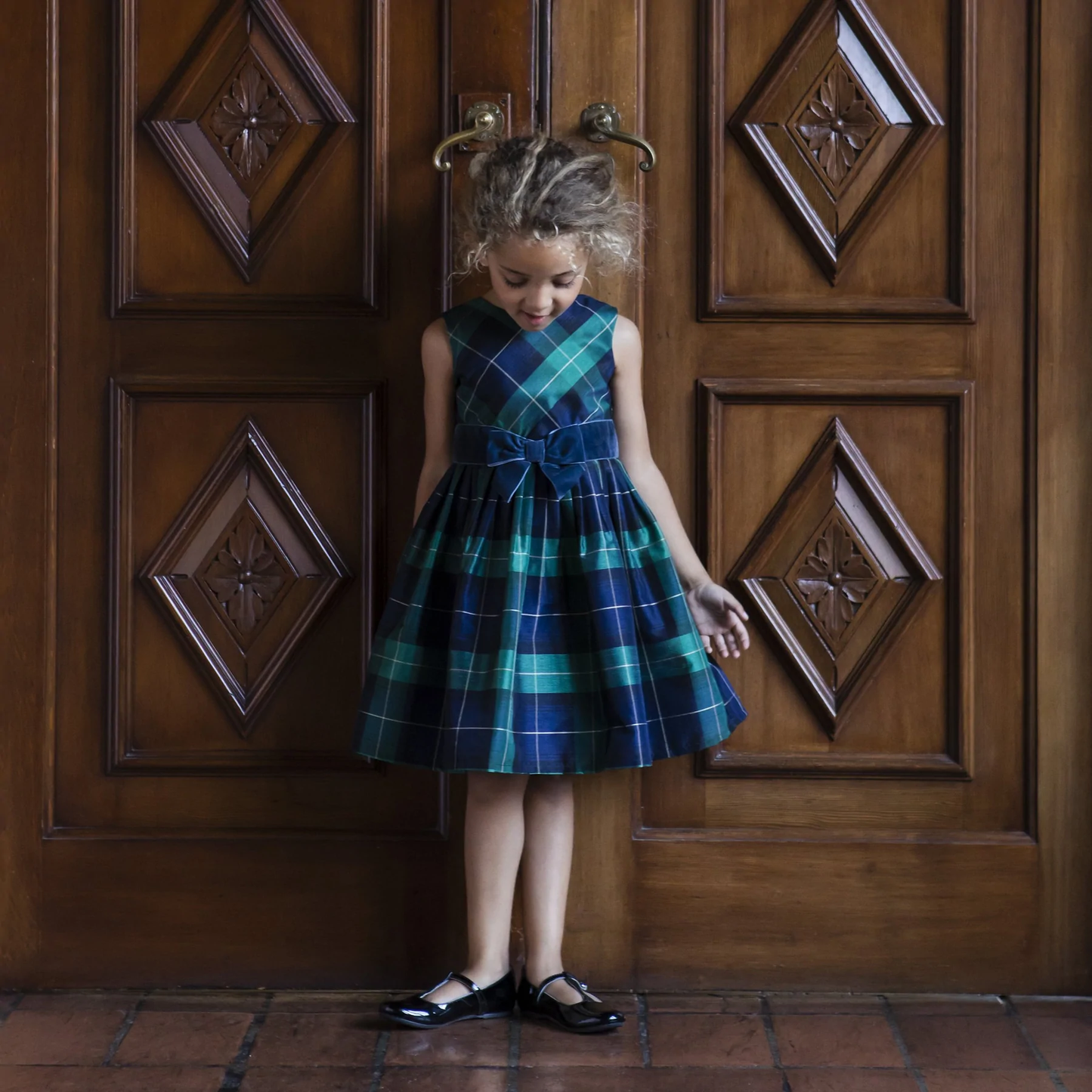 Vestido verde cuadros niña Henry And Hope 21455600