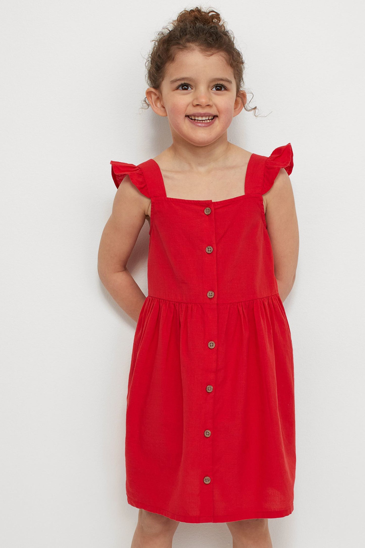 Vestido niña H&M rojo revuelos algodón