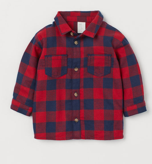 Camisa cuadros rojo azul formal niño H&M 54671779