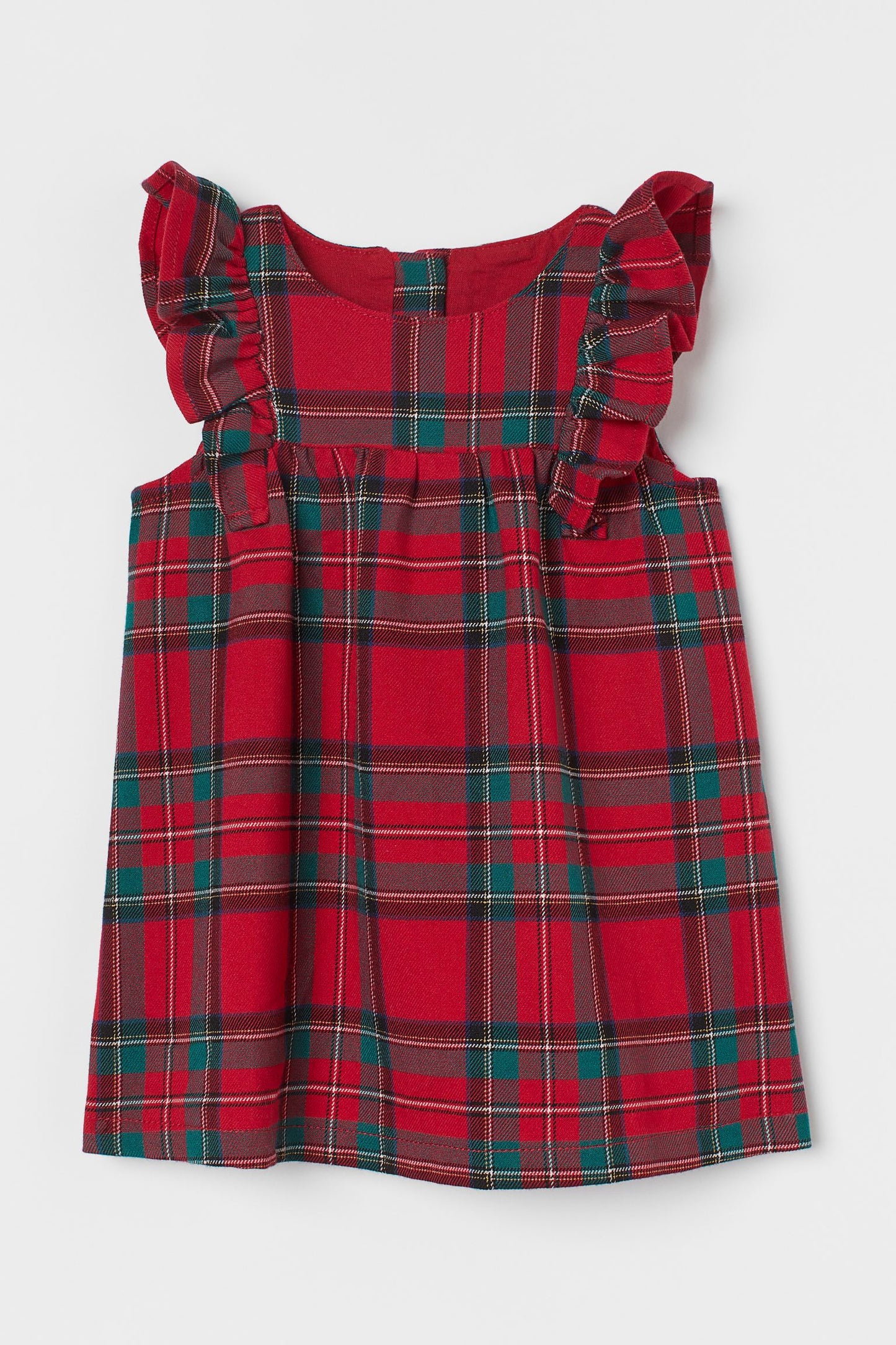 Vestido H&M niña rojo cuadros ruffle 63745776