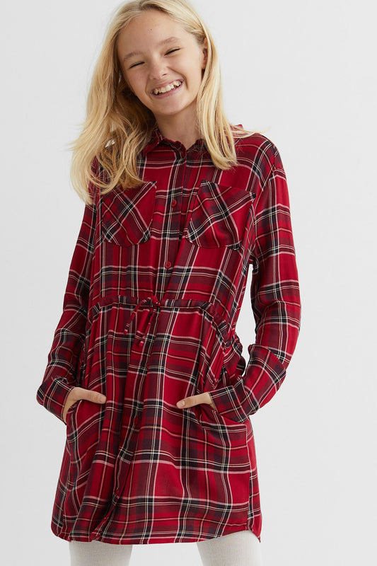 Vestido rojo cuadros niña H&M 40766704