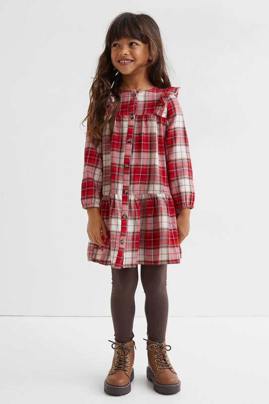 Vestido Set 2 piezas niña H&M cuadros rojo leggins 33974768