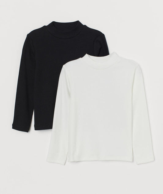 Camisa blanca negra  coello tortuga manga larga H&M niña