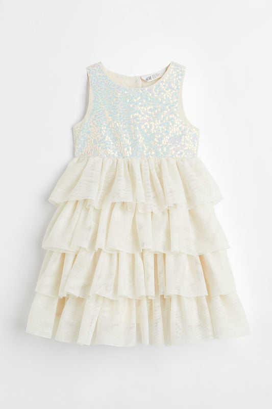 Vestido niña blanco H&M tulle glitter