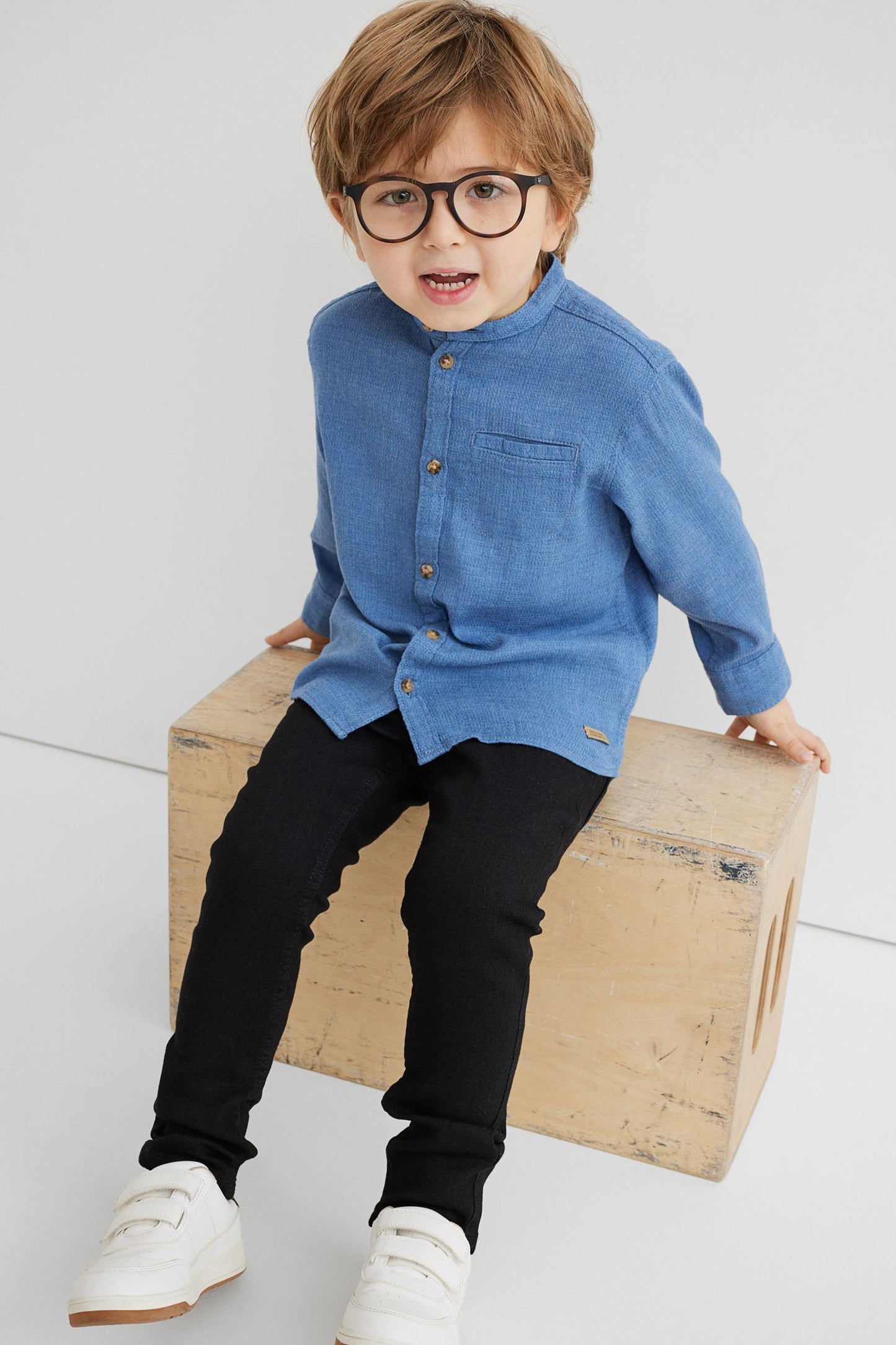 Camisa henley niño H&M formal azul