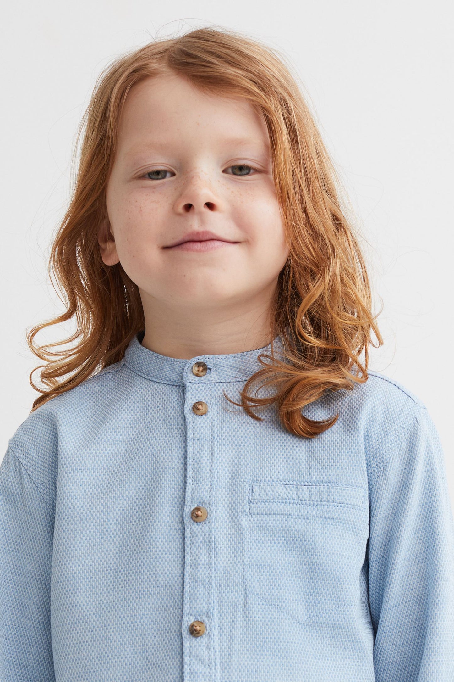 Camisa azul henley formal H&M niño botones