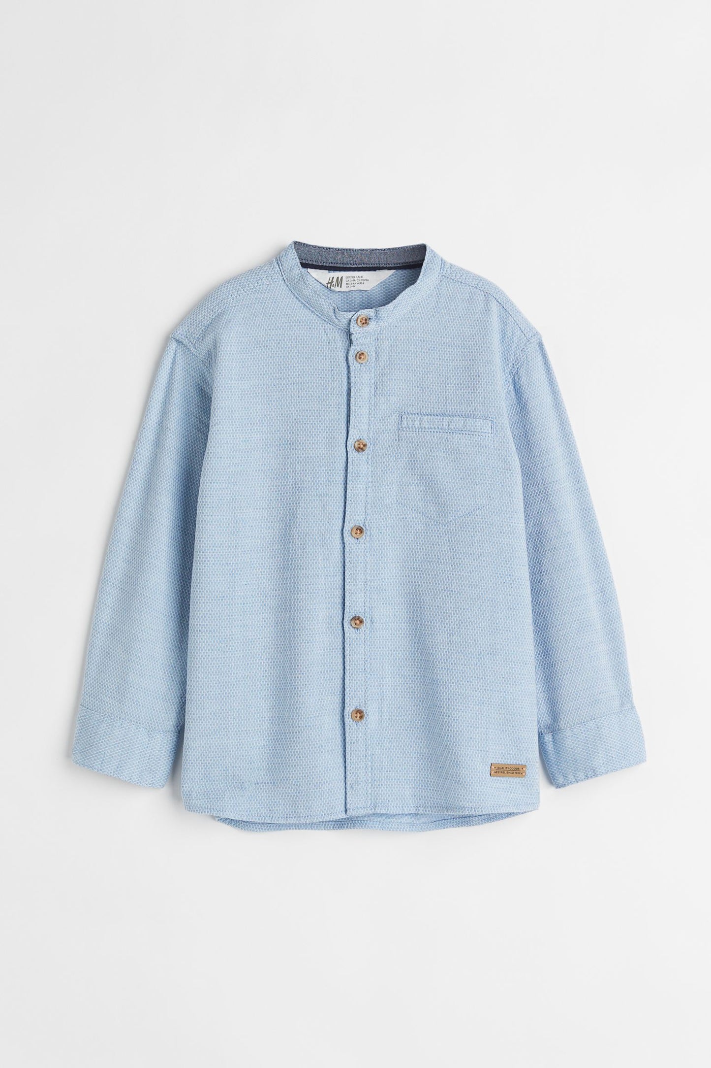 Camisa azul henley formal H&M niño botones