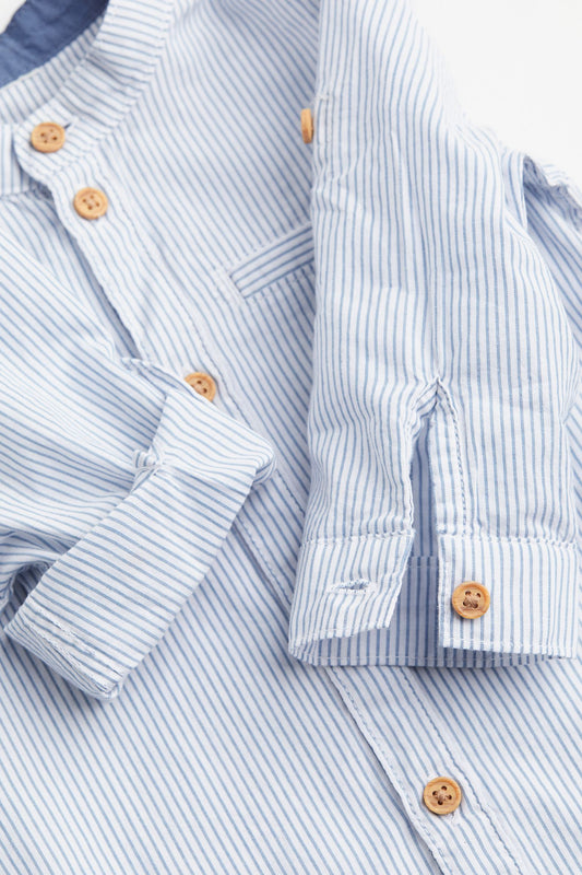 Camisa rayas azul henley niño H&M formal