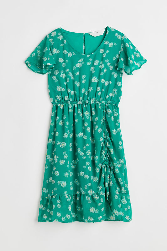 Vestido verde flores niña H&M 8 a 14+ promo 2x1000