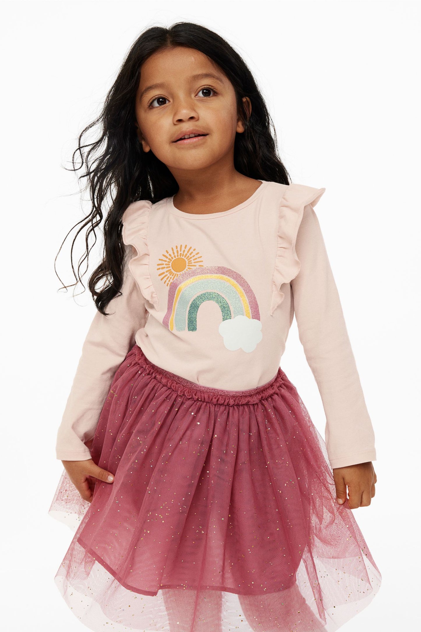 Set falda tutu camisa niña H&M arcoiris