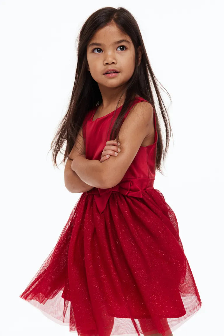 Vestido rojo niña H&M tutu tulle glitter 53150192