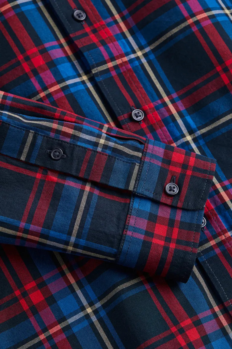 Camisa cuadros azul rojo formal  H&M niño