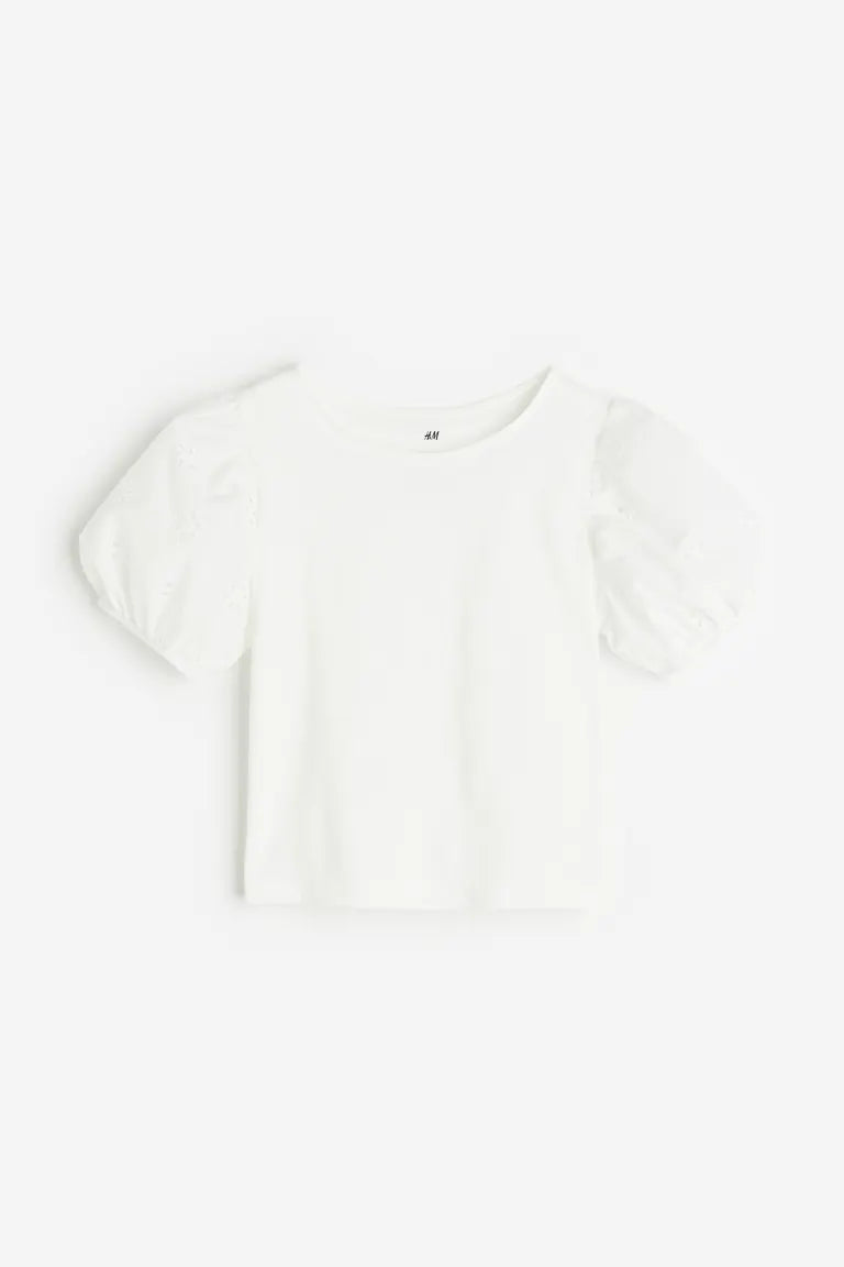 Gobernador Clancy prima Camisa blanca blonda mangas niña H&M – Kima Shop HN