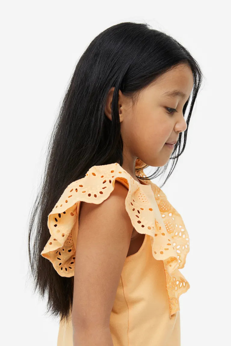 Camisa amarilla niña H&M revuelos blonda eyelet