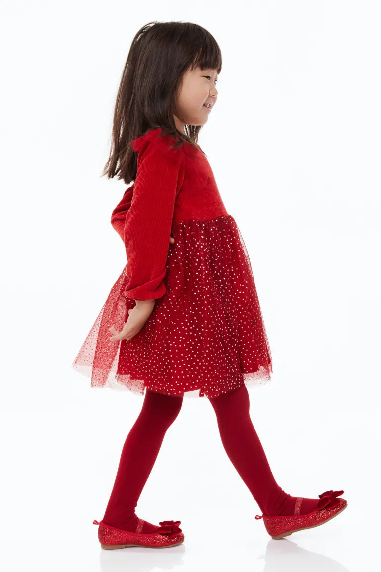 Vestido niña rojo H&M lentejuelas tulle glitter 55971824