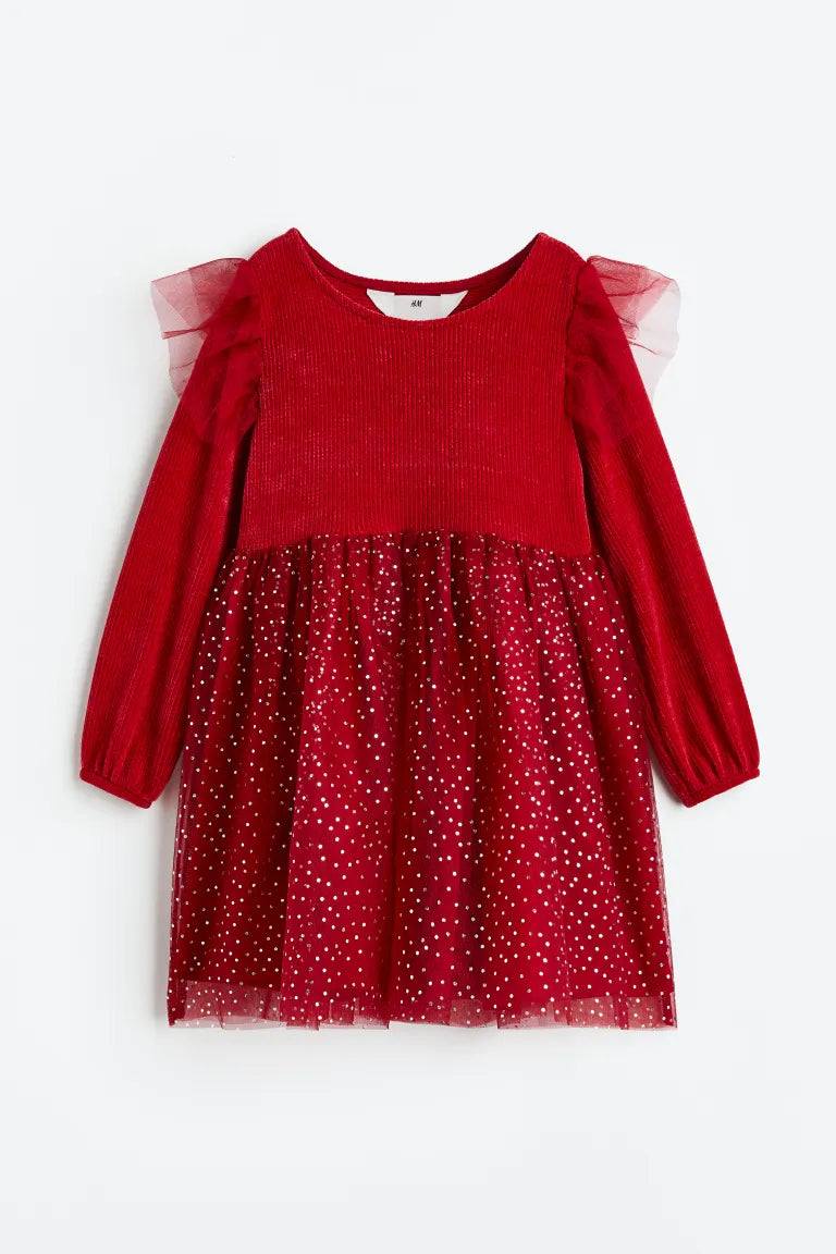 Vestido niña rojo H&M lentejuelas tulle glitter 55971824