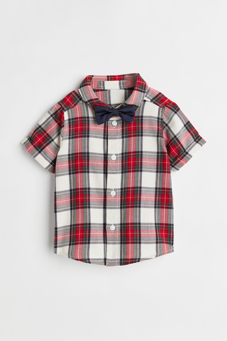 Camisa cuadros formal niño H&M con corbatin