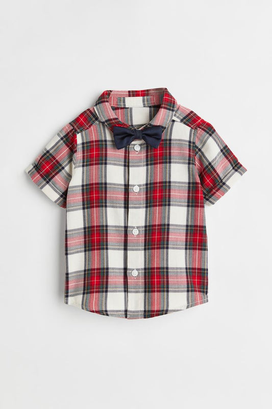Camisa cuadros formal bebe niño H&M con corbatin