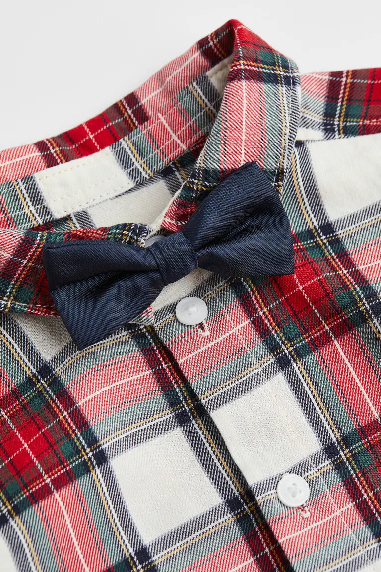 Camisa cuadros formal niño H&M con corbatin